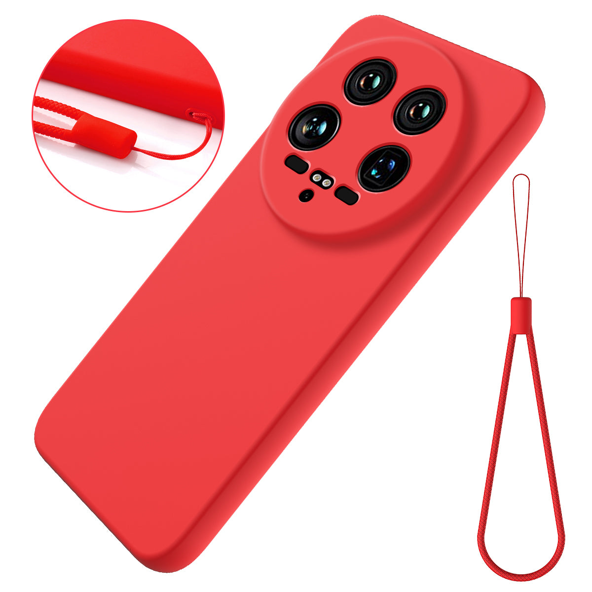 For Xiaomi 14 Ultra Phone Case Liquid Silicone Protective Cover with Hand Strap For Xiaomi 14 Ultra Phone Case Liquid Silicone Protective Cover with Hand Strap